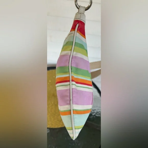 COACH BEACH MULTICOLORED STRIPED SWINGBACK CROSSBODY. EUC one pen mark on front. - Picture 8 of 11